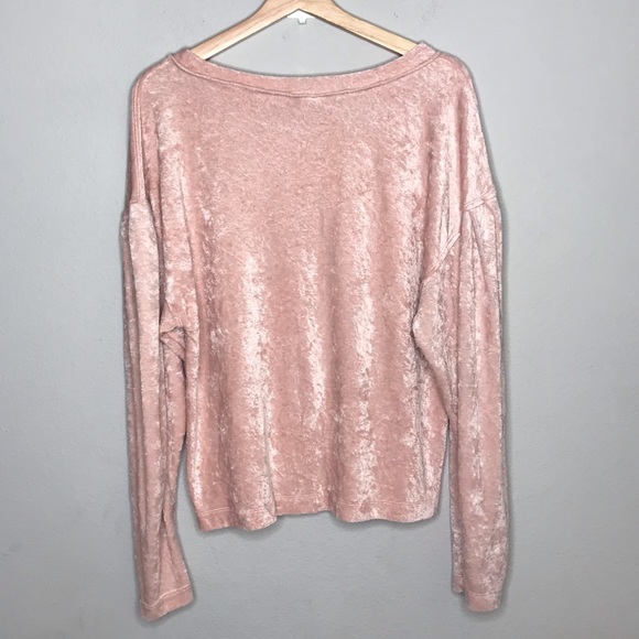 SOLD* FREE PEOPLE pink crushed velvet sweatshirt - Picture 8 of 8